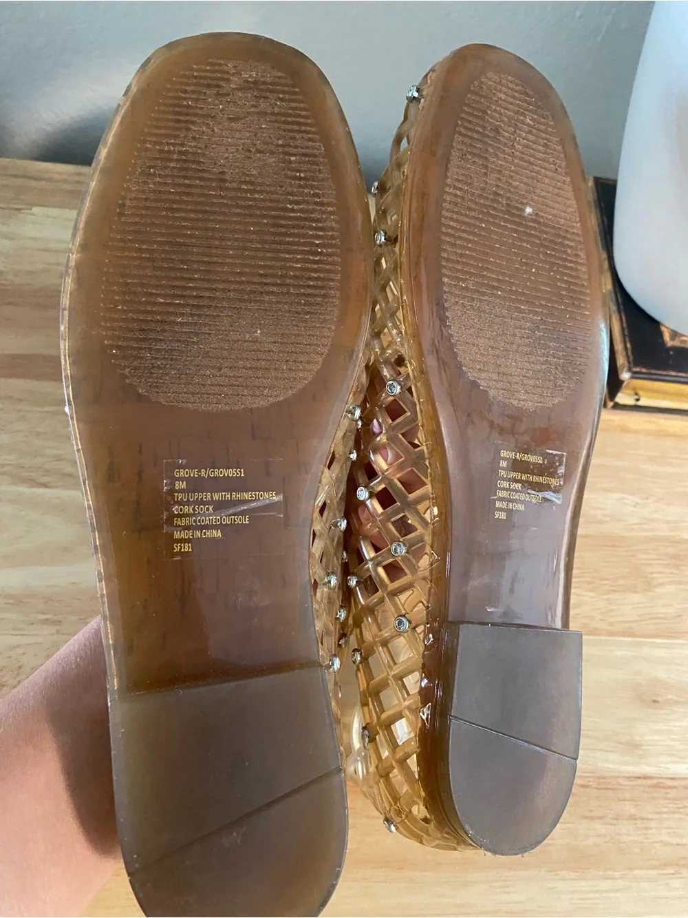 Steve Madden Clear Rhinestone Jelly Flats - Beige Tint